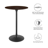 Lumen 28" Round Wood Bar Table in Black Cherry Walnut