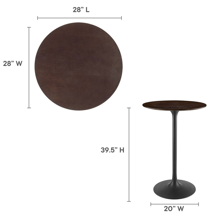 Lumen 28" Round Wood Bar Table in Black Cherry Walnut