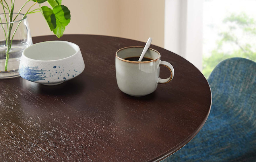 Lumen 28" Round Wood Bar Table in Black Cherry Walnut