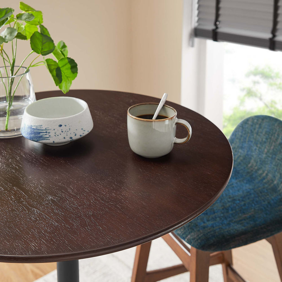 Lumen 28" Round Wood Bar Table in Black Cherry Walnut