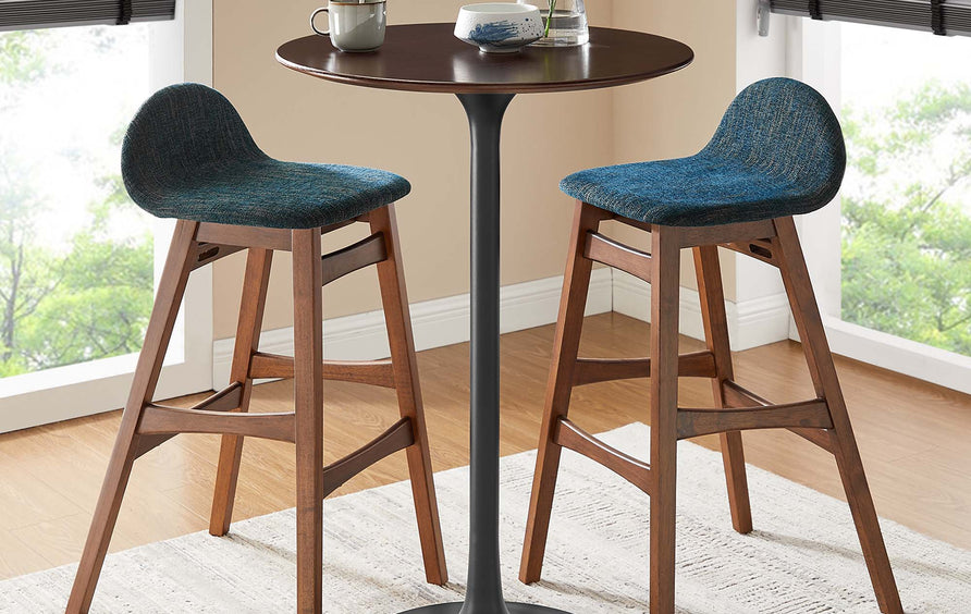 Lumen 28" Round Wood Bar Table in Black Cherry Walnut