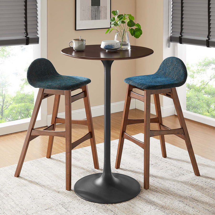 Lumen 28" Round Wood Bar Table in Black Cherry Walnut