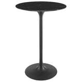 Lumen 28" Round Faux Marble Bar Table in Black Black