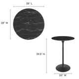 Lumen 28" Round Faux Marble Bar Table in Black Black