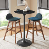 Lumen 28" Round Faux Marble Bar Table in Black Black