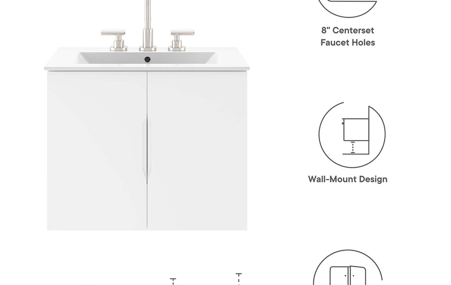 Bellamy 24" Bathroom Vanity Cabinet (Sink Basin Not Included) in White