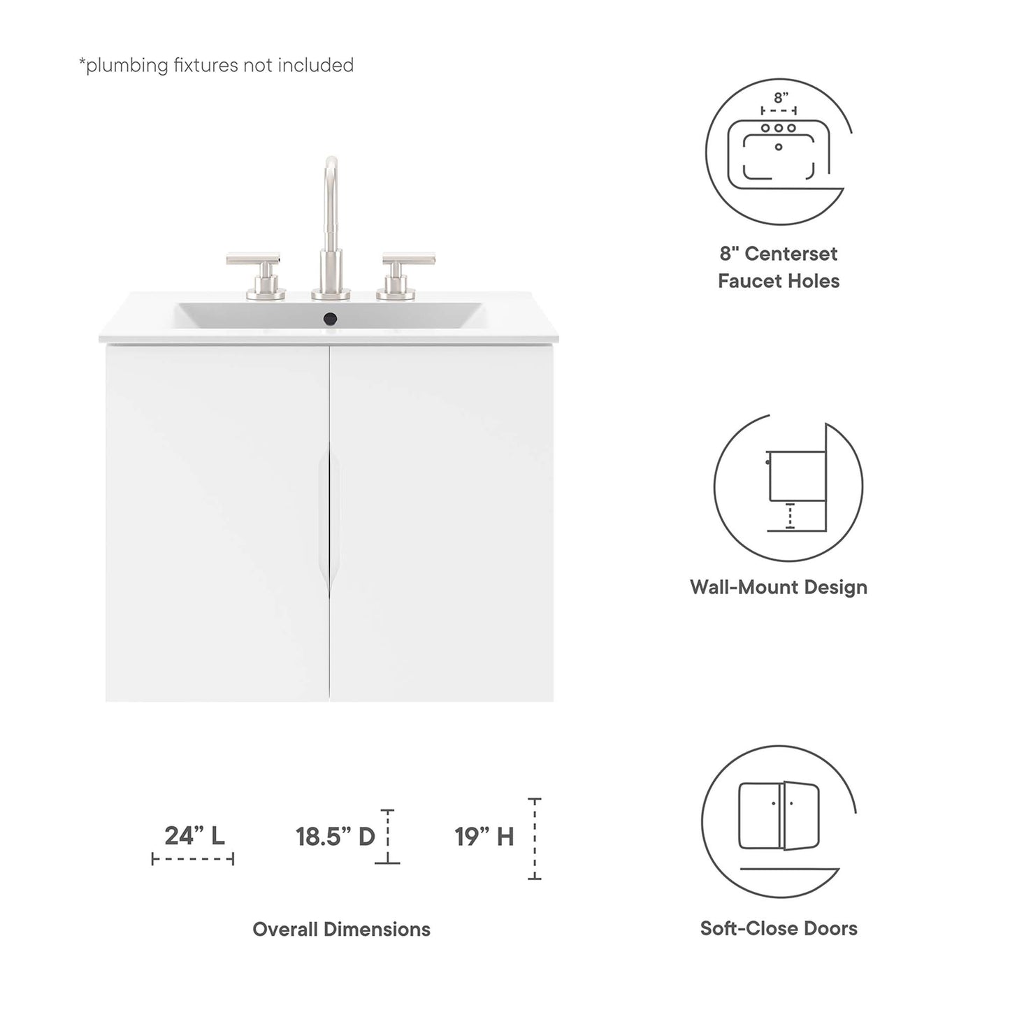 Vitality 24" Bathroom Vanity Cabinet (Sink Basin Not Included) by Furniture For America