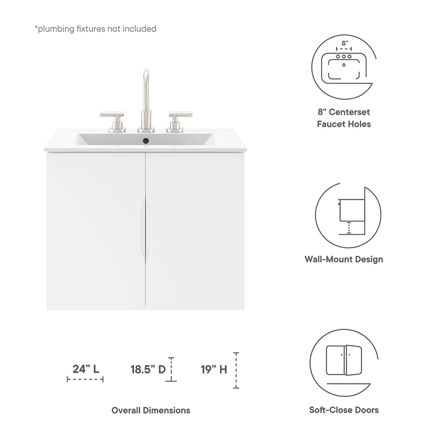 Bellamy 24" Bathroom Vanity Cabinet (Sink Basin Not Included) in White