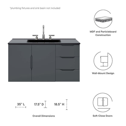 Vitality 36" Bathroom Vanity Cabinet (Sink Basin Not Included) by Furniture For America