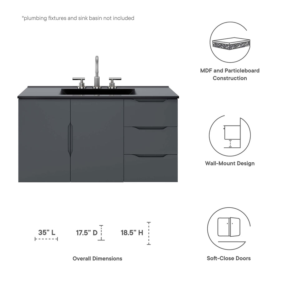 Bellamy 36" Bathroom Vanity Cabinet (Sink Basin Not Included) in Gray