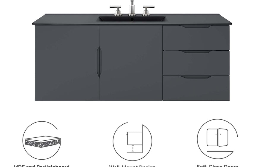 Bellamy 48" Double or Single Sink Compatible (Not Included) Bathroom Vanity Cabinet in Gray