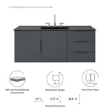 Bellamy 48" Double or Single Sink Compatible (Not Included) Bathroom Vanity Cabinet in Gray