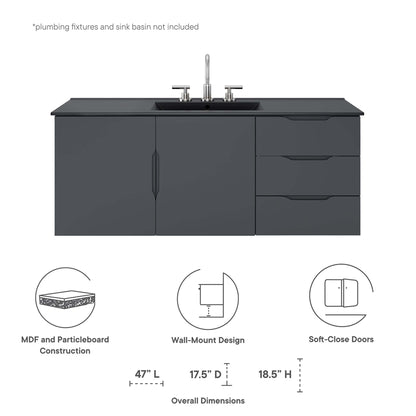 Vitality 48" Double or Single Sink Compatible (Not Included) Bathroom Vanity Cabinet by Furniture For America