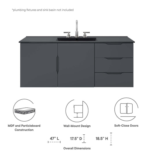 Vitality 48" Double or Single Sink Compatible (Not Included) Bathroom Vanity Cabinet by Furniture For America