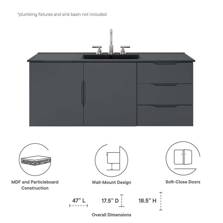 Bellamy 48" Double or Single Sink Compatible (Not Included) Bathroom Vanity Cabinet in Gray