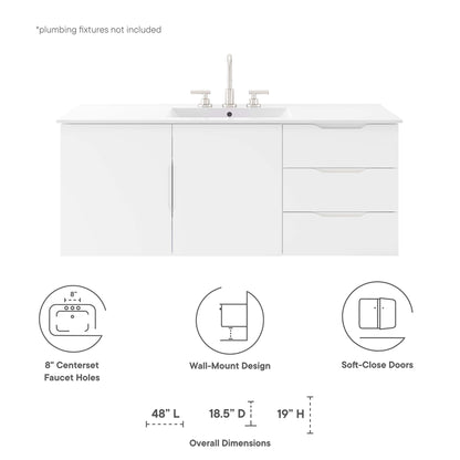 Vitality 48" Double or Single Sink Compatible (Not Included) Bathroom Vanity Cabinet by Furniture For America