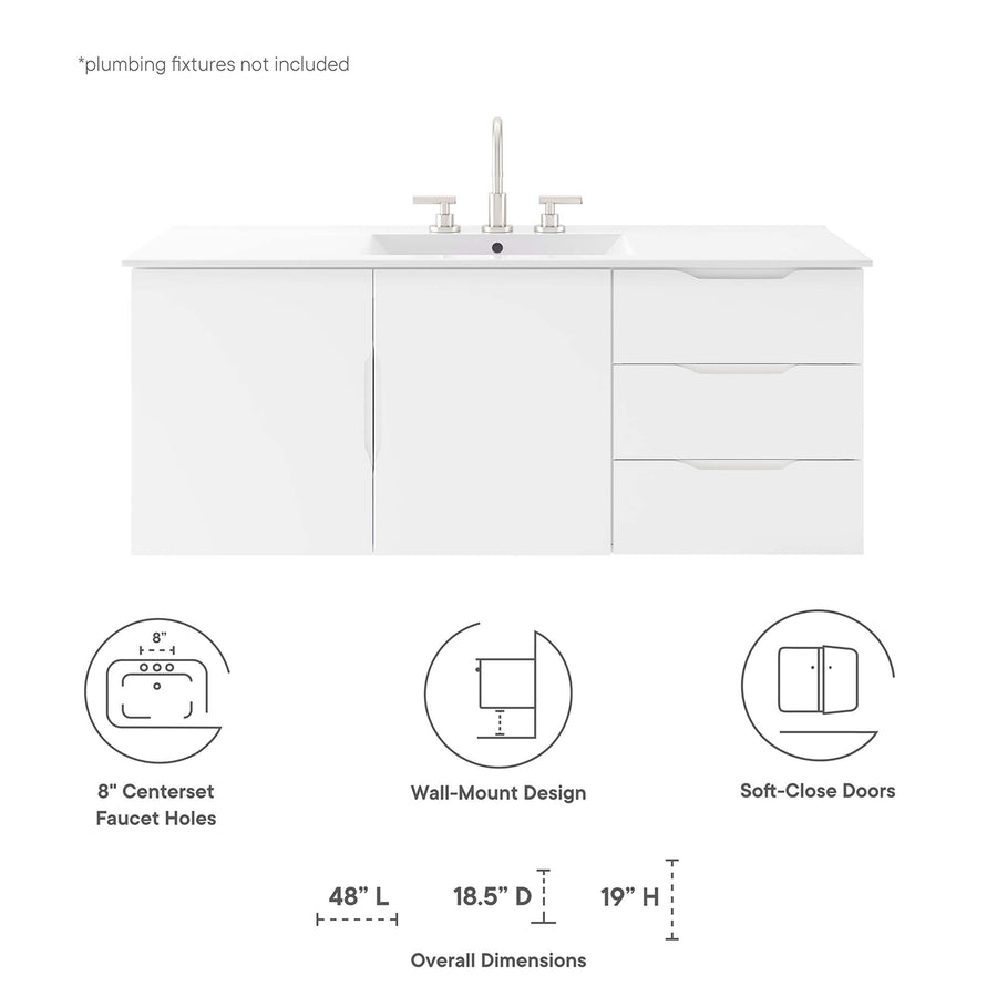 Bellamy 48" Double or Single Sink Compatible (Not Included) Bathroom Vanity Cabinet in White