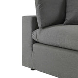 Linden Overstuffed Outdoor Patio Armless Chair in Charcoal