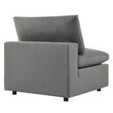Linden Overstuffed Outdoor Patio Armless Chair in Charcoal