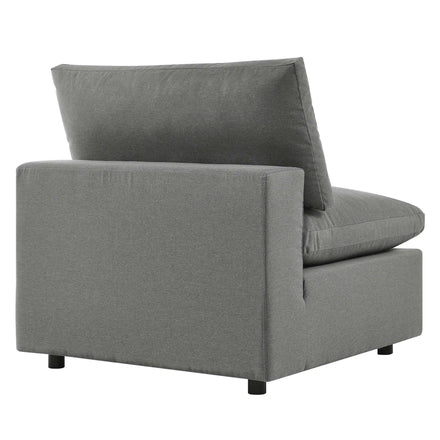 Commix Overstuffed Outdoor Patio Armless Chair in Charcoal