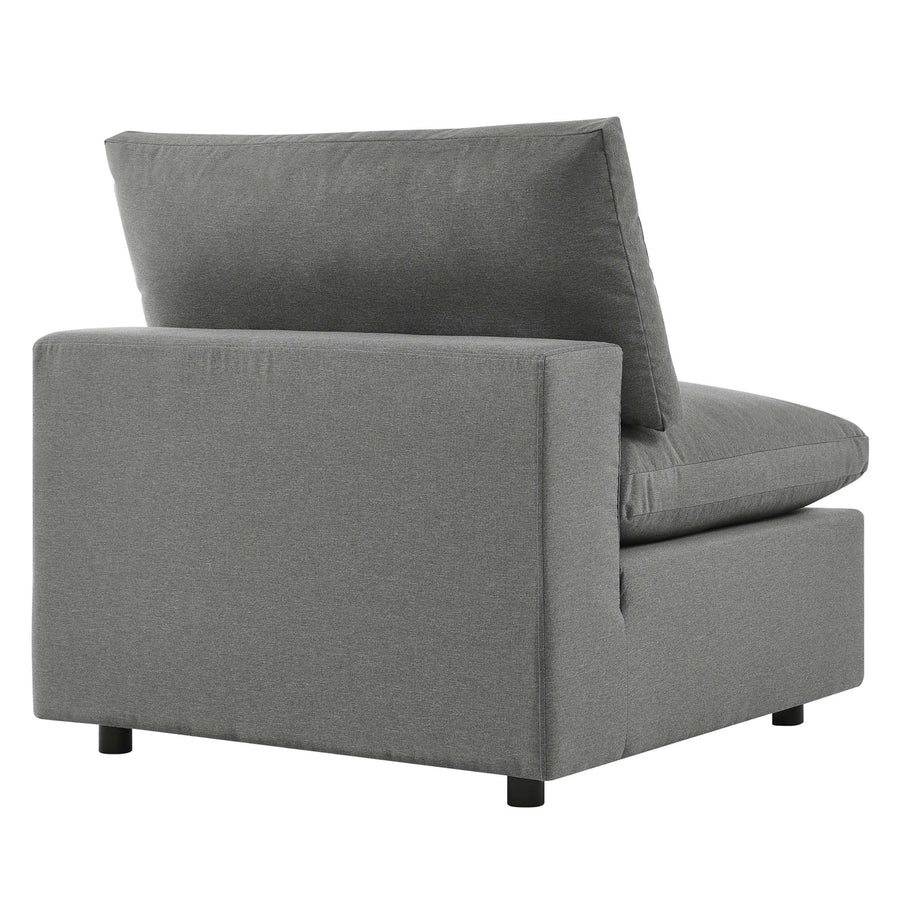 Linden Overstuffed Outdoor Patio Armless Chair in Charcoal