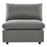 Linden Overstuffed Outdoor Patio Armless Chair in Charcoal