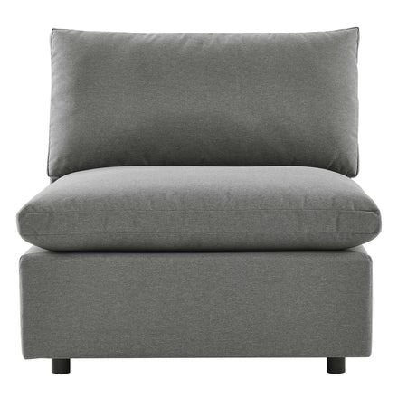 Commix Overstuffed Outdoor Patio Armless Chair in Charcoal
