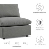 Linden Overstuffed Outdoor Patio Armless Chair in Charcoal