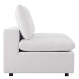 Linden Overstuffed Outdoor Patio Armless Chair in White
