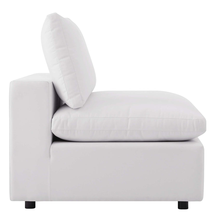 Linden Overstuffed Outdoor Patio Armless Chair in White
