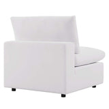 Linden Overstuffed Outdoor Patio Armless Chair in White