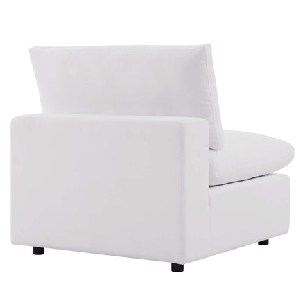 Commix Overstuffed Outdoor Patio Armless Chair in White