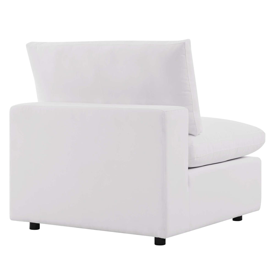 Linden Overstuffed Outdoor Patio Armless Chair in White