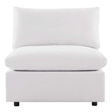 Linden Overstuffed Outdoor Patio Armless Chair in White