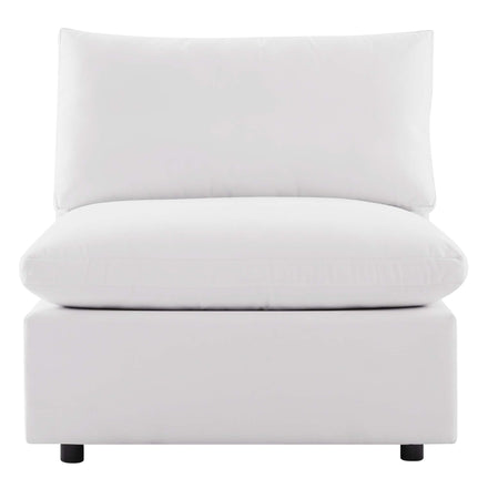 Commix Overstuffed Outdoor Patio Armless Chair in White
