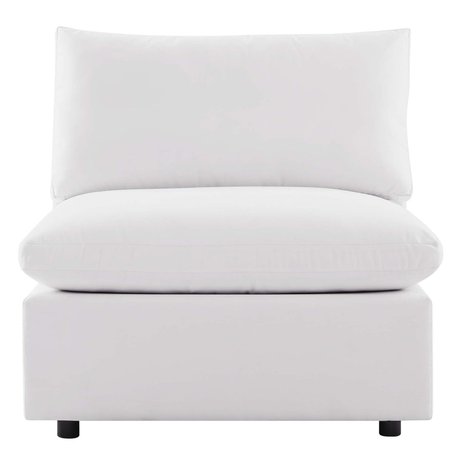 Linden Overstuffed Outdoor Patio Armless Chair in White