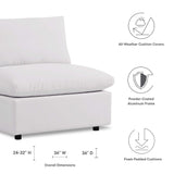 Linden Overstuffed Outdoor Patio Armless Chair in White