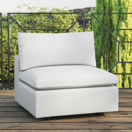 Commix Overstuffed Outdoor Patio Armless Chair in White
