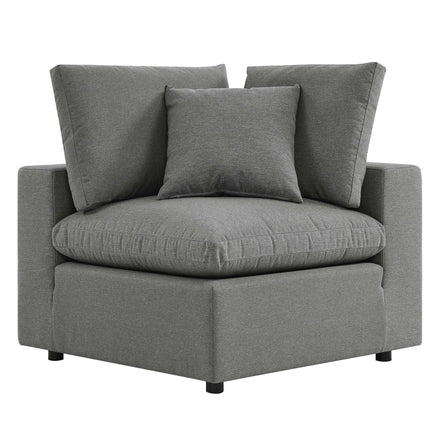 Commix Overstuffed Outdoor Patio Corner Chair in Charcoal