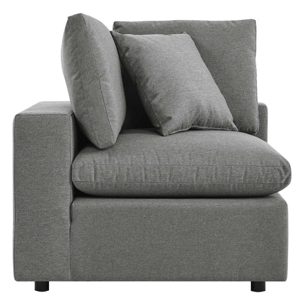 Commix Overstuffed Outdoor Patio Corner Chair in Charcoal