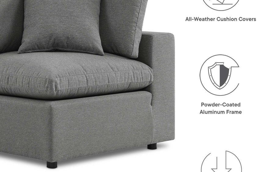 Linden Overstuffed Outdoor Patio Corner Chair in Charcoal