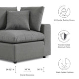 Linden Overstuffed Outdoor Patio Corner Chair in Charcoal