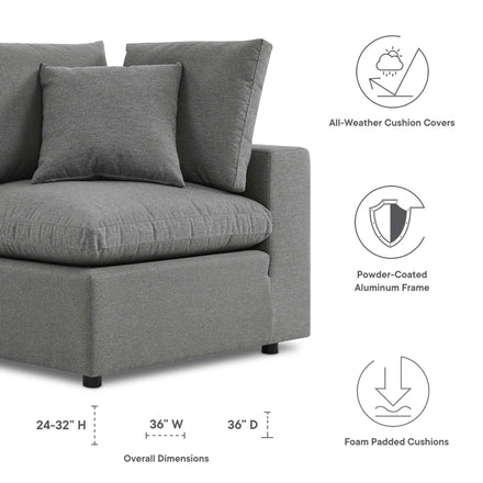 Commix Overstuffed Outdoor Patio Corner Chair in Charcoal