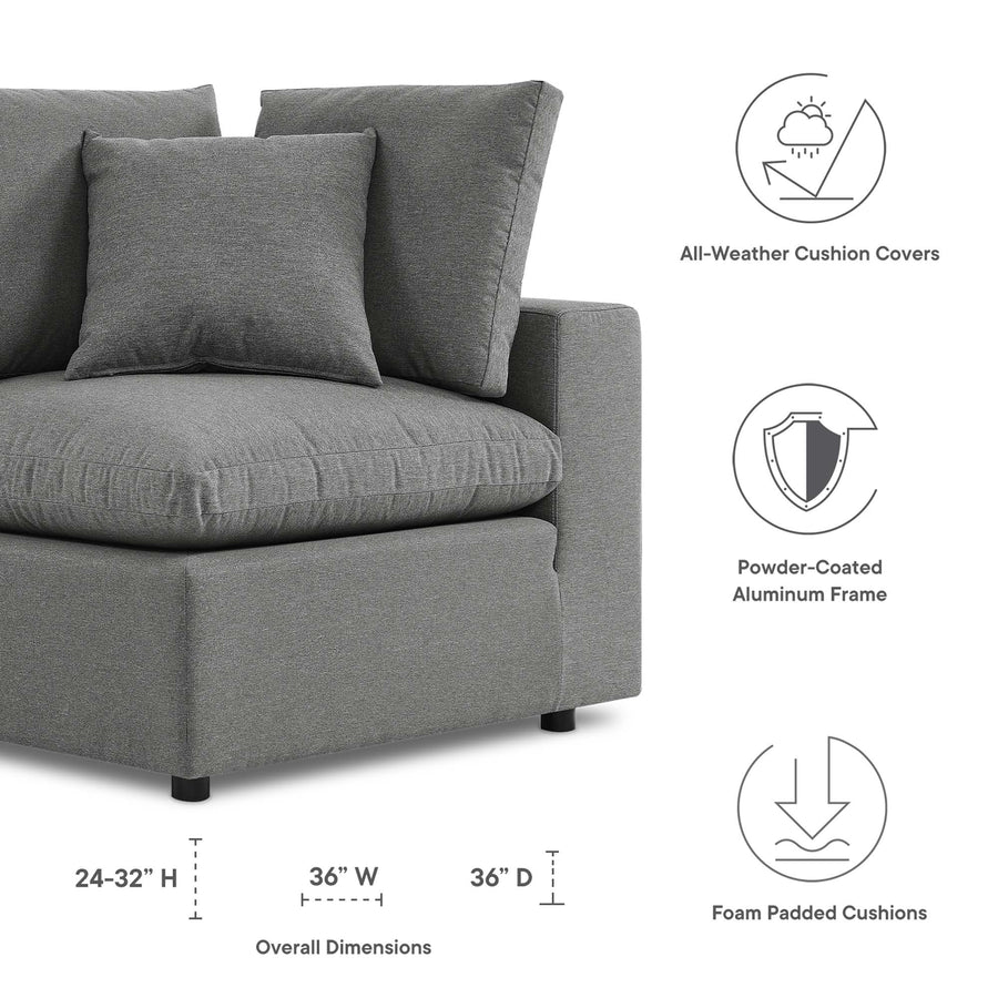 Linden Overstuffed Outdoor Patio Corner Chair in Charcoal
