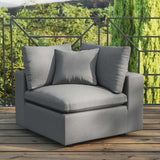 Linden Overstuffed Outdoor Patio Corner Chair in Charcoal
