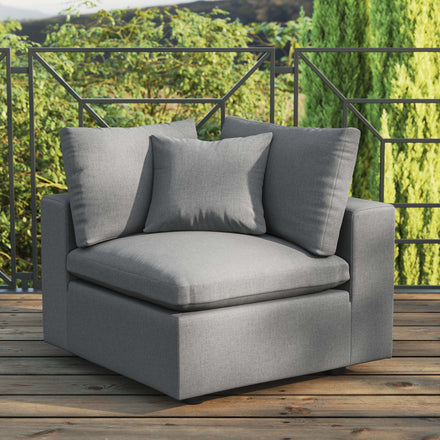 Commix Overstuffed Outdoor Patio Corner Chair in Charcoal