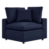 Linden Overstuffed Outdoor Patio Corner Chair in Navy
