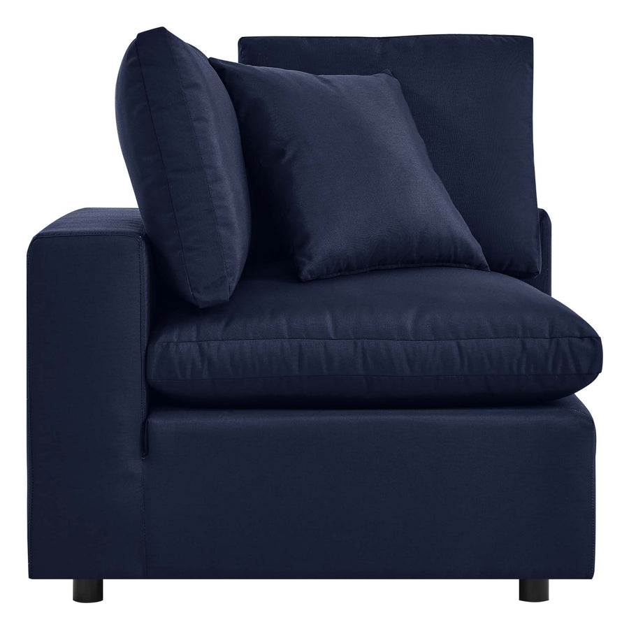 Linden Overstuffed Outdoor Patio Corner Chair in Navy
