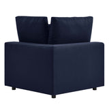 Linden Overstuffed Outdoor Patio Corner Chair in Navy