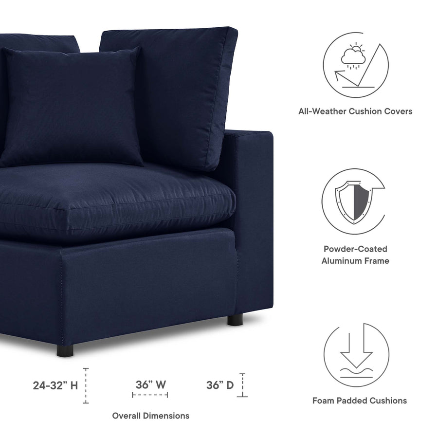 Linden Overstuffed Outdoor Patio Corner Chair in Navy